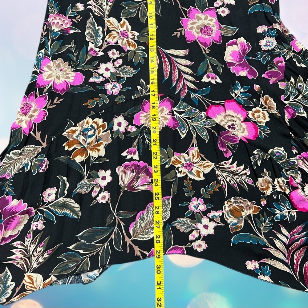 Jessica Simpson Black Floral Asymmetrical Handkerchief Hem Skirt - Pink Floral - Picture 8 of 8